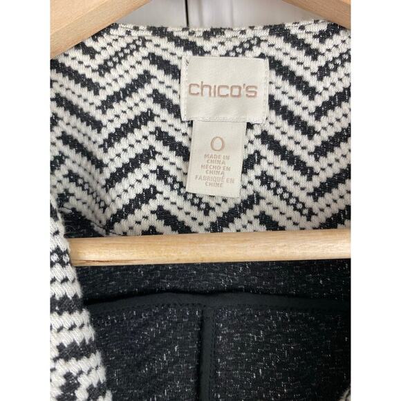 Chico's Women's 0 Black White Chevron Striped 3/4 Sleeve Duster Jacket - Picture 4 of 9